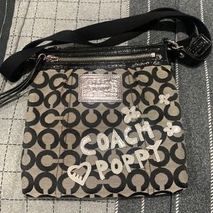 Silver & Black Coach crossbody bag